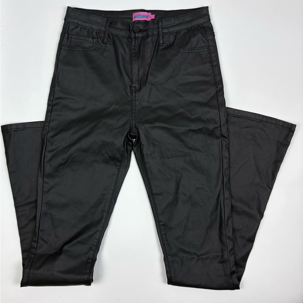 Edikted Black Coated Flares Large EUC Like Leather Indie Sleaze Comfortable